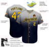 Custom Gray Gold-Navy Authentic Fade Fashion Baseball Jersey