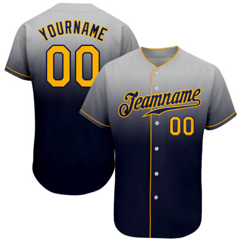 FadeFashion0040 Custom Gray Gold-Navy Authentic Fade Fashion Baseball Jersey