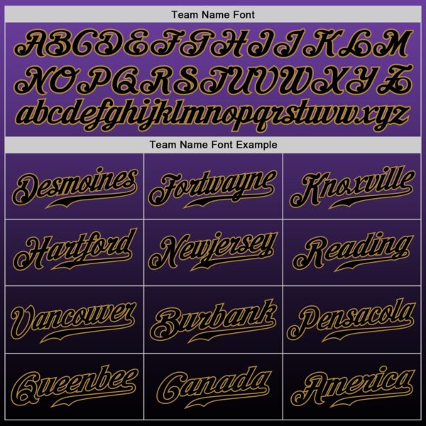 Custom Purple Black-Old Gold Authentic Fade Fashion Baseball Jersey
