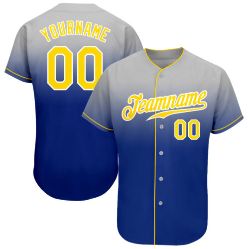 FadeFashion0044 Custom Gray Gold-Royal Authentic Fade Fashion Baseball Jersey