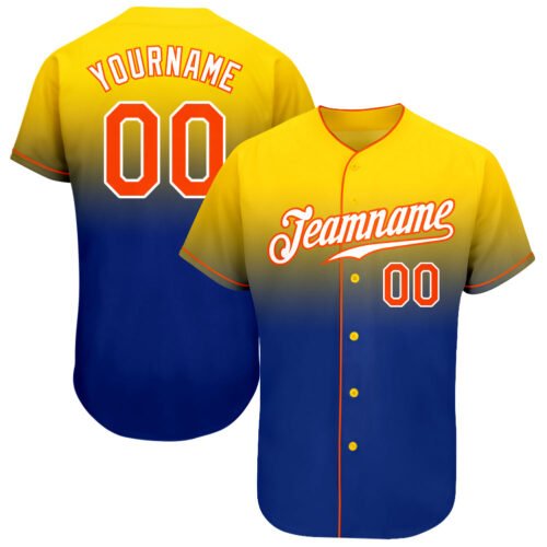 FadeFashion0046 Custom Yellow Orange-Royal Authentic Fade Fashion Baseball Jersey