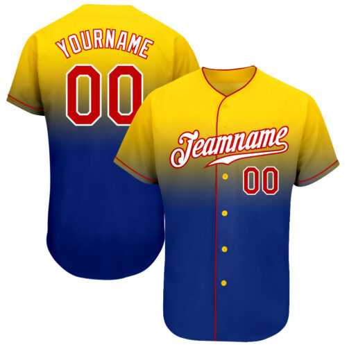 FadeFashion0047 Custom Yellow Red-Royal Authentic Fade Fashion Baseball Jersey