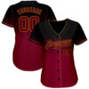 Custom Black Crimson-Old Gold Authentic Fade Fashion Baseball Jersey