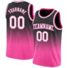 Custom Black White-Pink Authentic Fade Fashion Basketball Jersey