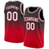 Custom Black White-Red Authentic Fade Fashion Basketball Jersey