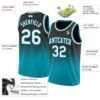 Custom Black White-Teal Authentic Fade Fashion Basketball Jersey