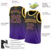 Custom Black Purple-Gold Authentic Fade Fashion Basketball Jersey