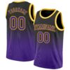Custom Black Purple-Gold Authentic Fade Fashion Basketball Jersey