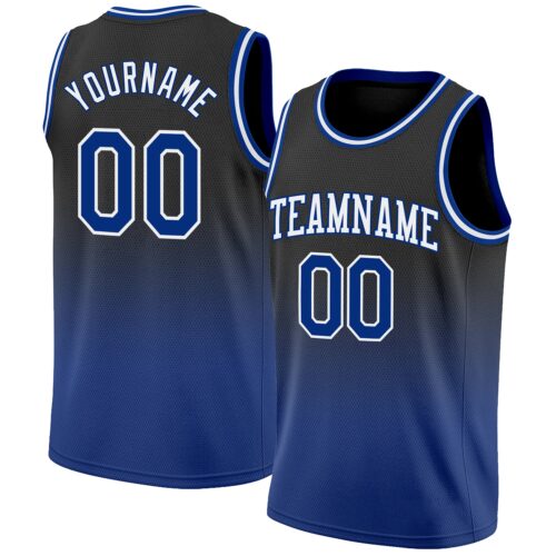 FadeFashion0082 Custom Black Royal-White Authentic Fade Fashion Basketball Jersey