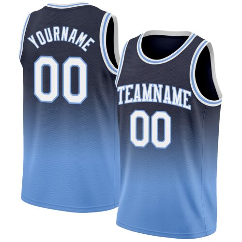 FadeFashion0103 Custom Navy White-Light Blue Authentic Fade Fashion Basketball Jersey