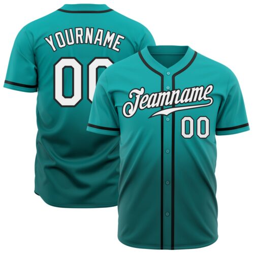 FadeFashion0129 Custom Aqua White-Teal Authentic Fade Fashion Baseball Jersey