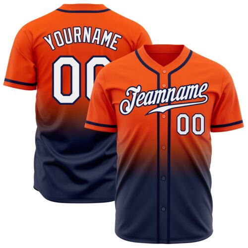 FadeFashion0131 Custom Orange White-Navy Authentic Fade Fashion Baseball Jersey