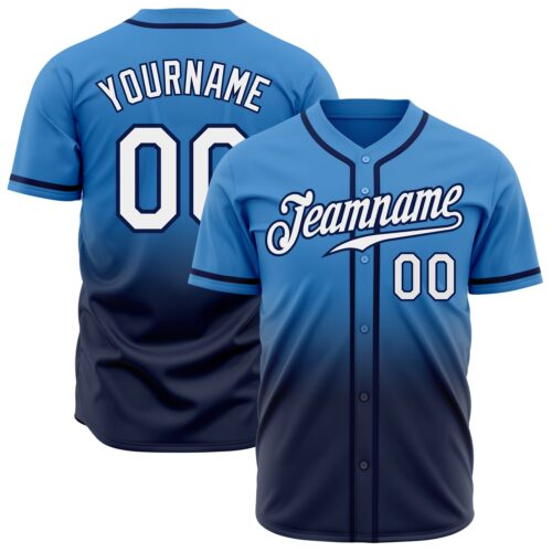 FadeFashion0137 Custom Powder Blue White-Navy Authentic Fade Fashion Baseball Jersey