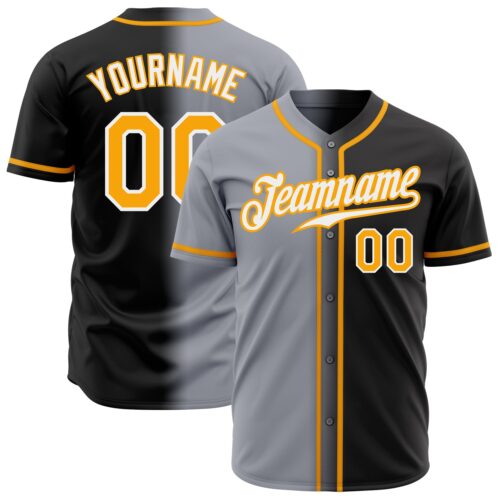 FadeFashion0149 Custom Black Gold Gray-White Authentic Gradient Fashion Baseball Jersey