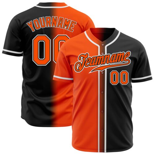 FadeFashion0150 Custom Black Orange-White Authentic Gradient Fashion Baseball Jersey
