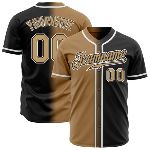 FadeFashion0151 Custom Black Old Gold-White Authentic Gradient Fashion Baseball Jersey