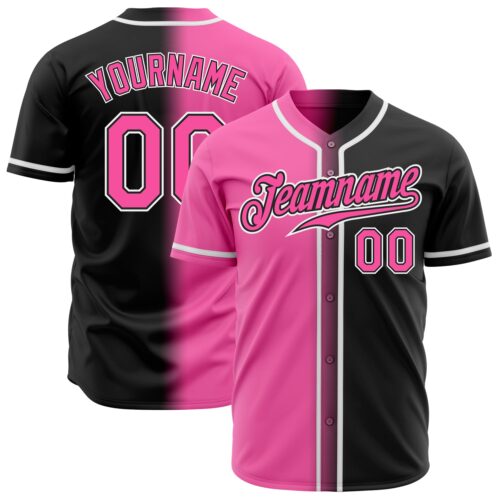FadeFashion0157 Custom Black Pink-White Authentic Gradient Fashion Baseball Jersey