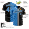 Custom Black Powder Blue-White Authentic Gradient Fashion Baseball Jersey