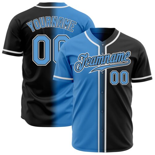 FadeFashion0158 Custom Black Powder Blue-White Authentic Gradient Fashion Baseball Jersey
