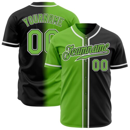 FadeFashion0159 Custom Black Neon Green-White Authentic Gradient Fashion Baseball Jersey