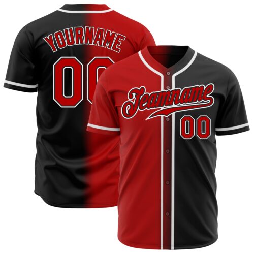 FadeFashion0160 Custom Black Red-White Authentic Gradient Fashion Baseball Jersey