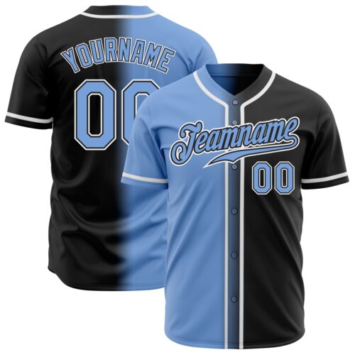 FadeFashion0163_0f256bbe-ec4e-4877-b94c-29d0f946f538 Custom Black Light Blue-White Authentic Gradient Fashion Baseball Jersey