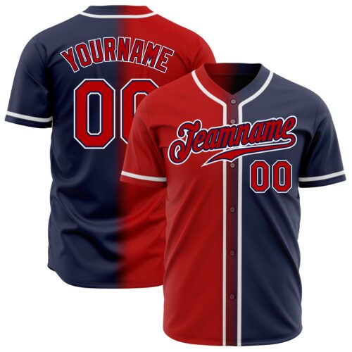 FadeFashion0170 Custom Navy Red-White Authentic Gradient Fashion Baseball Jersey