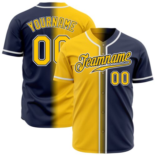 FadeFashion0171 Custom Navy Yellow-White Authentic Gradient Fashion Baseball Jersey