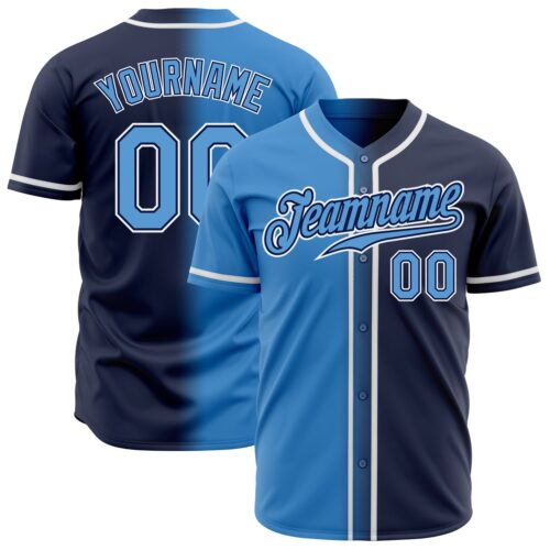 FadeFashion0175 Custom Navy Powder Blue-White Authentic Gradient Fashion Baseball Jersey