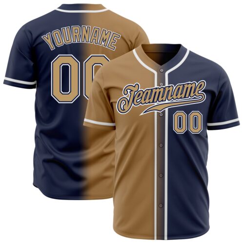 FadeFashion0176 Custom Navy Old Gold-White Authentic Gradient Fashion Baseball Jersey