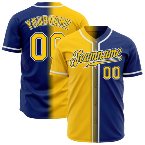 FadeFashion0182 Custom Royal Yellow-White Authentic Gradient Fashion Baseball Jersey