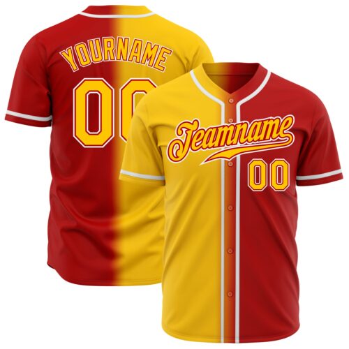 FadeFashion0186 Custom Red Yellow-White Authentic Gradient Fashion Baseball Jersey