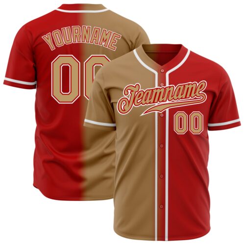 FadeFashion0188 Custom Red Old Gold-White Authentic Gradient Fashion Baseball Jersey