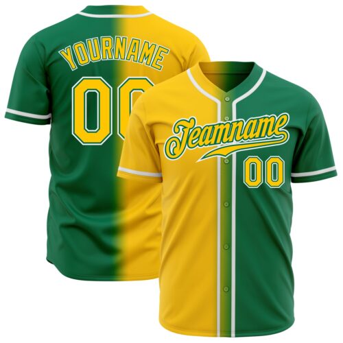 FadeFashion0191_4b3c3cce-3db0-4b5d-a669-342f6e7d6002 Custom Kelly Green Yellow-White Authentic Gradient Fashion Baseball Jersey