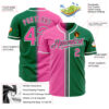 Custom Kelly Green Pink-White Authentic Gradient Fashion Baseball Jersey
