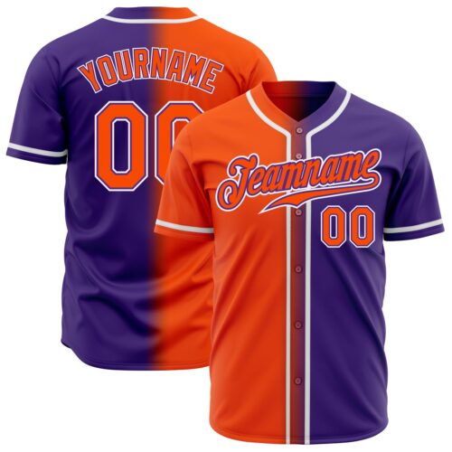 FadeFashion0196 Custom Purple Orange-White Authentic Gradient Fashion Baseball Jersey