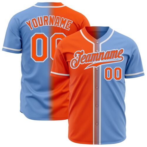 FadeFashion0198 Custom Light Blue Orange-White Authentic Gradient Fashion Baseball Jersey