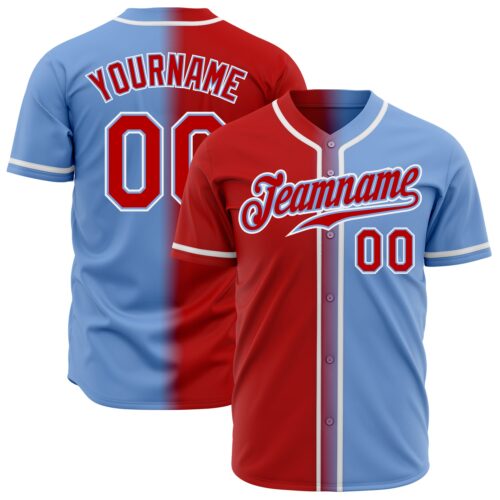 FadeFashion0199 Custom Light Blue Red-White Authentic Gradient Fashion Baseball Jersey