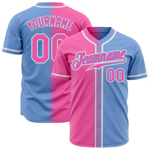 FadeFashion0200 Custom Light Blue Pink-White Authentic Gradient Fashion Baseball Jersey