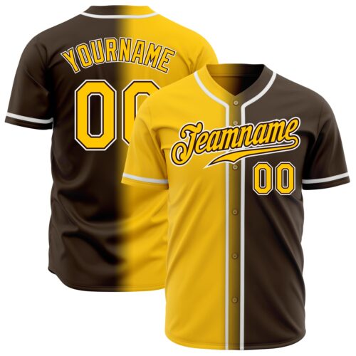 FadeFashion0203 Custom Brown Yellow-White Authentic Gradient Fashion Baseball Jersey