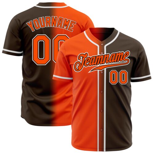 FadeFashion0204 Custom Brown Orange-White Authentic Gradient Fashion Baseball Jersey