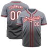 Custom Gray White Steel Gray-Red Authentic Fade Fashion Baseball Jersey