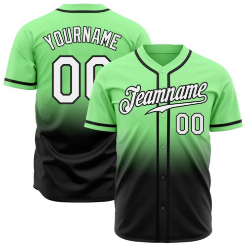 FadeFashion0213 Custom Pea Green White-Black Authentic Fade Fashion Baseball Jersey