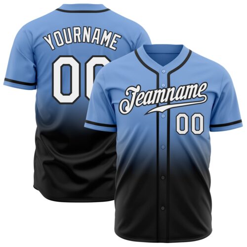 FadeFashion0218 Custom Light Blue White-Black Authentic Fade Fashion Baseball Jersey