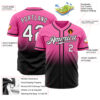 Custom Pink White-Black Authentic Fade Fashion Baseball Jersey