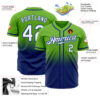Custom Neon Green White-Royal Authentic Fade Fashion Baseball Jersey
