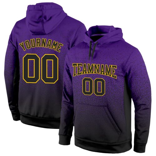 FadeFashion0262 Custom Stitched Purple Black-Gold Fade Fashion Sports Pullover Sweatshirt Hoodie