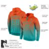 Custom Stitched Orange Aqua Fade Fashion Sports Pullover Sweatshirt Hoodie