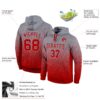 Custom Stitched Gray Red Fade Fashion Sports Pullover Sweatshirt Hoodie
