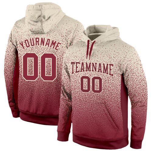 Custom Stitched Cream Burgundy Fade Fashion Sports Pullover Sweatshirt Hoodie